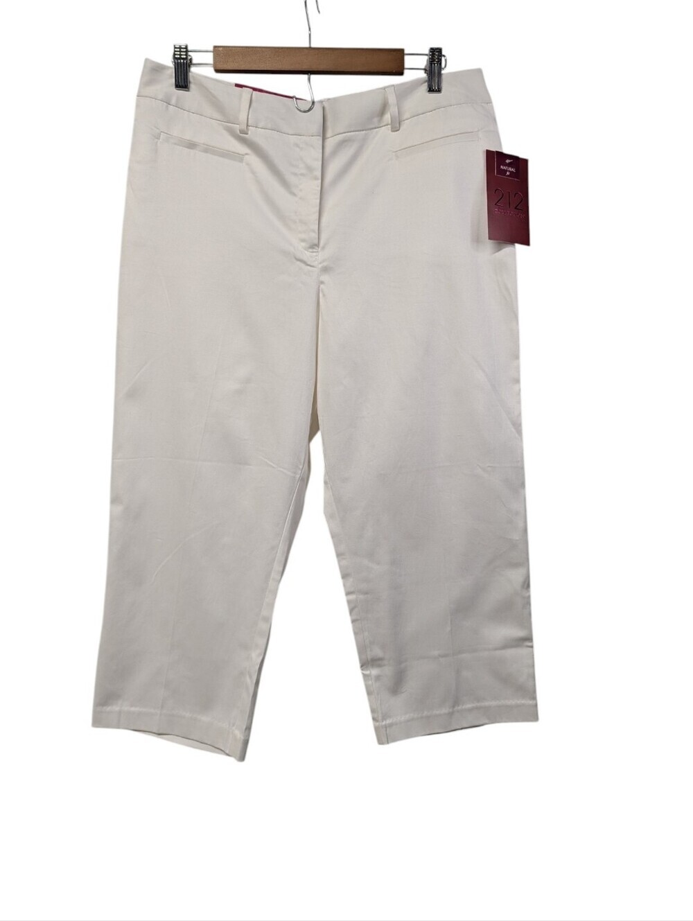 212 Collection Natural Fit White Capri Pants Size 12 NWT Cotton Stretch Comfort